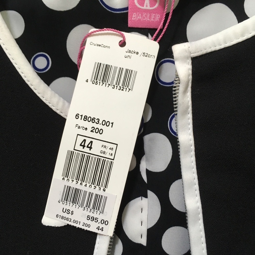 NWT Basler Designer Jacket Blazer Zip Black German Bloomingdales Luxury 44 14 - Picture 13 of 16